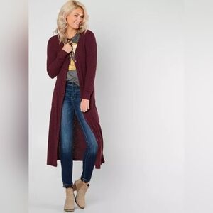 Buckle Women's Deep Red Long Cardigan